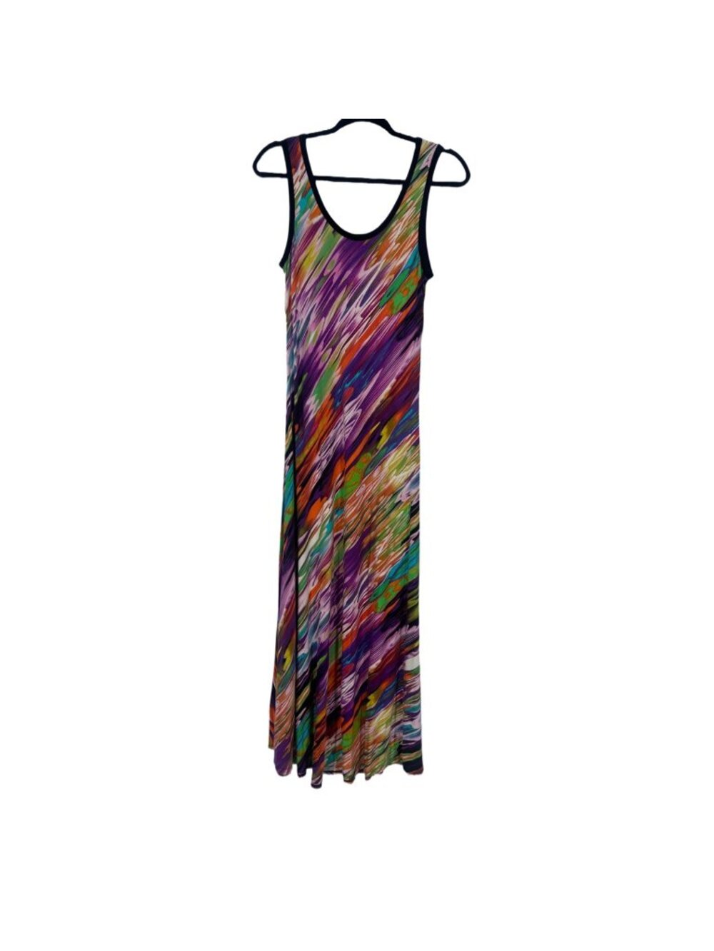 Calvin Klein Multicolor Watercolor Abstract Maxi Dress 8 Stretch Jersey Flowy - Picture 3 of 7